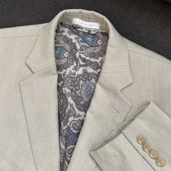 Lauren Ralph Lauren Other - Lauren Ralph Lauren Blazer Men's 43R Beige Paisley Lined Jacket Polyester Rayon